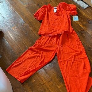 NWT two piece orange linen set